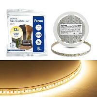 Светодиодная LED лента Feron LS616, 180SMD(2835)/m 17W/m 12V 5m 3000К