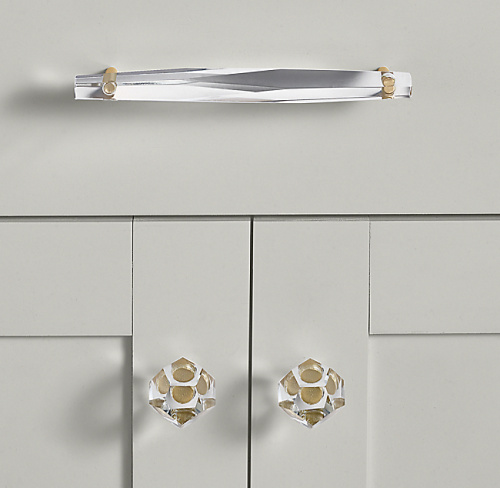 Ручка-кнопка Camden Crystal d.3.2 Lac.Burnished Brass фото 3