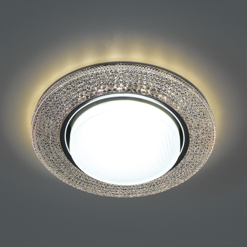 Светильник встраиваемый с белой LED подсветкой Feron CD4046 потолочный GX53 без лампы, прозрачный, хром фото 4 Светильник встраиваемый с белой LED подсветкой Feron CD4046 потолочный GX53 без лампы, прозрачный, хром фото 4