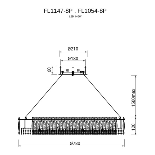 Люстра подвесная Vetto Gold FL1147-8P фото 3