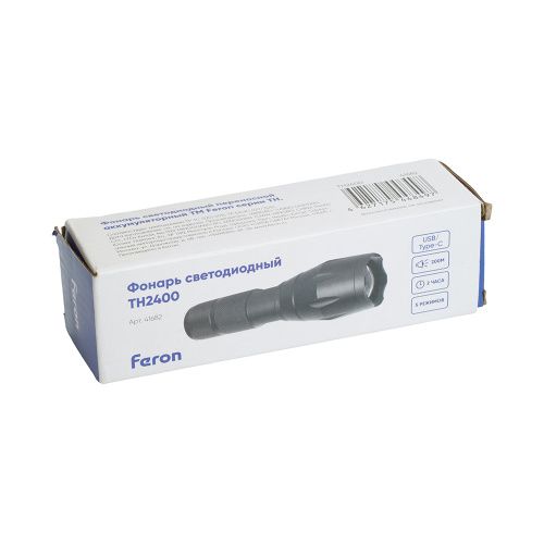 Фонарь ручной Feron TH2400 с аккумулятором USB ZOOM фото 14 Фонарь ручной Feron TH2400 с аккумулятором USB ZOOM фото 14