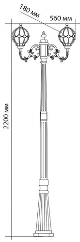 Светильник садово-парковый Feron PL3708 круглый, столб  2*60W 230V E27, черное золото фото 2