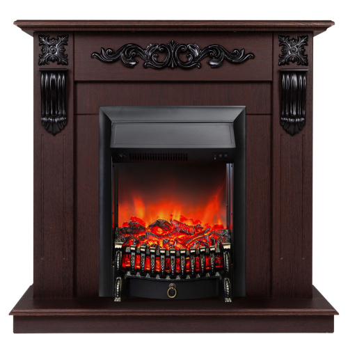 Электрокамин RealFlame Dominica DN орех с очагом Fobos Lux Black Электрокамин RealFlame Dominica DN орех с очагом Fobos Lux Black