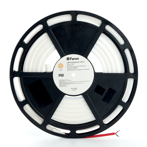 Светодиодная неоновая лента Feron LS651, 180SMD(2835)/m 14,4W/m 12V 5m IP68 3000К  с 2 заглушками, 2 заглушками c проводом, 10 креплениями в комплекте фото 2