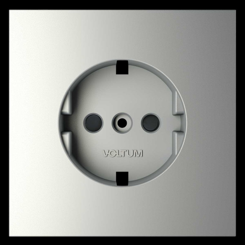 Накладка для розетки с заземлением и защитными шторками S70 (сталь) Voltum VLS000705 фото 2 Накладка для розетки с заземлением и защитными шторками S70 (сталь) Voltum VLS000705 фото 2