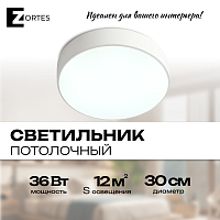Светильник потолочный накладной LED белый 36Вт D30см Zortes TORTTY ZRS.02564.36