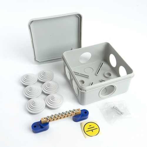 Коробка разветвительная уравнивания потенциалов (КУП) STEKKER EBX20-36-55, 100*100*50мм, 6 вводов, IP55, светло-серая (GE41361) фото 6