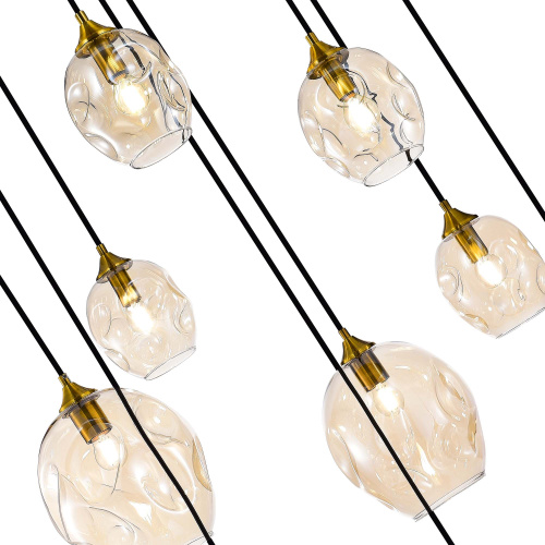 SL1188.303.09 Люстра подвесная ST-Luce Латунь/Коньячный E14/E27 5+4*40W IDESIA фото 2