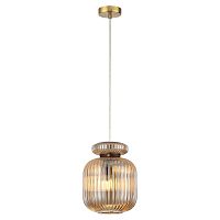 5042/1A PENDANT ODL24 373 античн.бронза/янтарный/металл/стекло/эко.кожа Подвес E27 1*60W JUGI