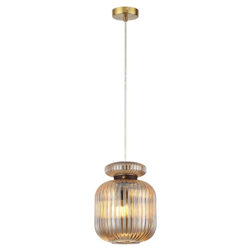 5042/1A PENDANT ODL24 373 античн.бронза/янтарный/металл/стекло/эко.кожа Подвес E27 1*60W JUGI