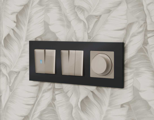 Комплект механизма 2-кл проходного выключателя AMBRELLA VOLT с подсветкой 10000K ALFA Серо-бежевый матовый QUANT (AP3640, VM120, G29B) MA364040 фото 3