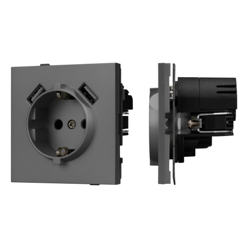 Механизм розетки с USB зарядкой SCT-TENDO-MUAA-SFPL-GR (230V, 16A) Arlight 054605