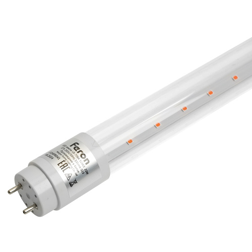 Лампа светодиодная для растений T8 Feron LB-7064 G13 стекло 22W 175 1,2м 265V красно-синий спектр пластик фото 2