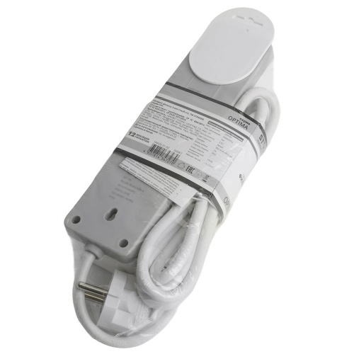 Сетевой фильтр 3-местный с/з STEKKER HM20-31-03 3x1мм2, 3 м, 250В, 16А, серия Optima, белый фото 9