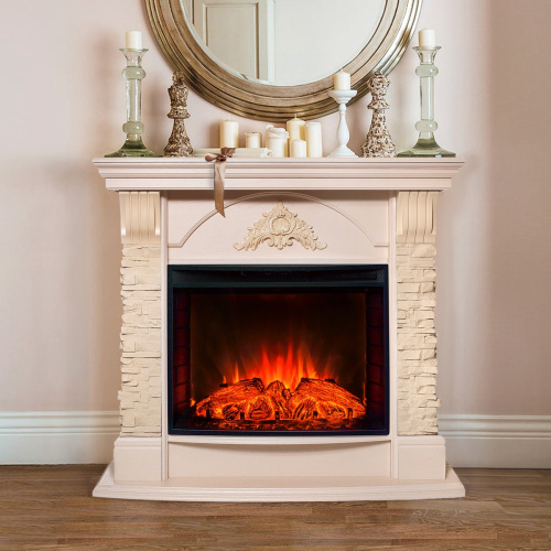 Каминокомплект ATHENA/АТЛАНТА Айвори с очагом Электроочаг EVRIKA 25.5 фото 3