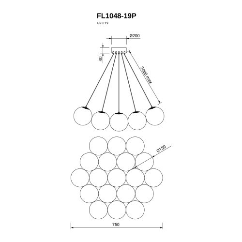 Подвесная люстра Unity FL1048-19P фото 12
