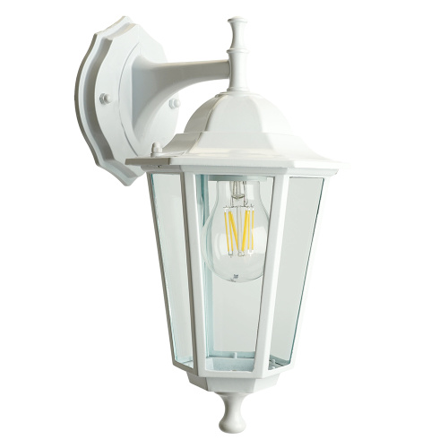 Светильник садово-парковый Feron 6102/PL6102 шестигранный на стену вниз 60W E27 230V, белый фото 6