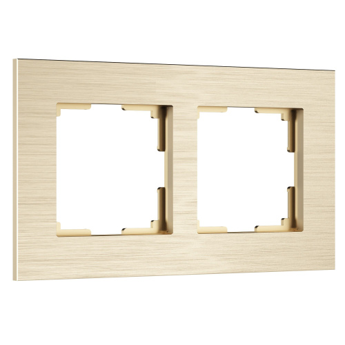 Рамка из металла на 2 поста АluMax шампань алюминий W0023511 Рамка из металла на 2 поста АluMax шампань алюминий W0023511