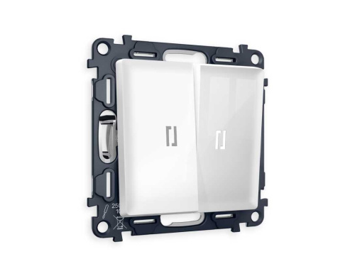 Комплект механизма 2-кл выключателя AMBRELLA VOLT с подсветкой 5600K ALFA Белый глянец QUANT (AP1040, VM115, G14W)