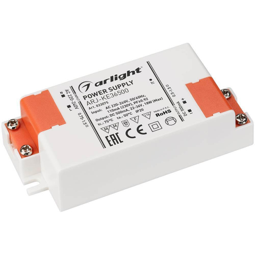 Драйвер Arlight ARJ-KE36500 22-36V 18W IP20 0,5A 023075 Драйвер Arlight ARJ-KE36500 22-36V 18W IP20 0,5A 023075