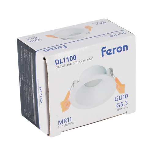 Светильник встраиваемый Feron DL1100 потолочный MR11 G5.3, GU10 белый фото 11