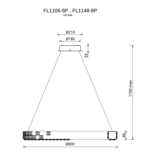 Люстра подвесная Elegance Chrome FL1148-8P фото 2