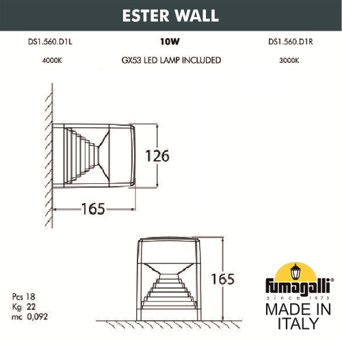 Светильник уличный настенный FUMAGALLI ESTER WALL DS1.560.000.AXD1L фото 2 Светильник уличный настенный FUMAGALLI ESTER WALL DS1.560.000.AXD1L фото 2