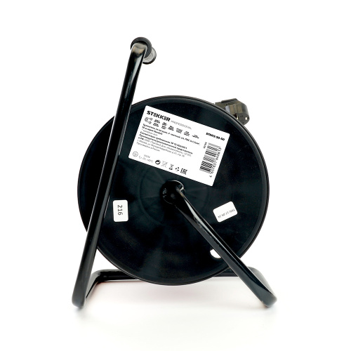 Удлинитель на катушке Stekker STD03-20-50 Standart 4-местный с/з ПВС 3*1,5, оранжевый, 16А, IP20,50м (40174) фото 3