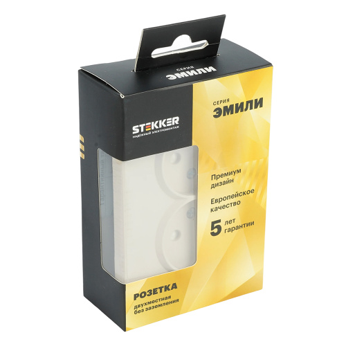 Розетка 2-местная с защитной шторкой, STEKKER,  б/з, 250В, 16А, серия Эмили, RST16-5116-08, кашемир, soft touch фото 2