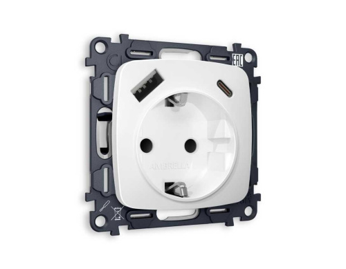 Комплект механизма электрической розетки AMBRELLA VOLT OMEGA Белый матовый 2USB A+C 20W (быстрая зарядка) с/з QUANT (OP1300, VM160) MO130010 Комплект механизма электрической розетки AMBRELLA VOLT OMEGA Белый матовый 2USB A+C 20W (быстрая зарядка) с/з QUANT (OP1300, VM160) MO130010