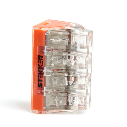 Клемма монтажная 4-проводная STEKKER  для 1-жильного проводника (с пастой), LD773-174-1 фото 3