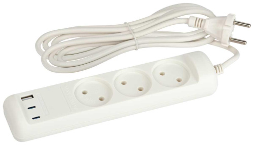 Удлинитель электрический ЭРА U-3-3m-USB-W 3 розетки + 3xUSB A+C 3м 10А белый Б0069076 Удлинитель электрический ЭРА U-3-3m-USB-W 3 розетки + 3xUSB A+C 3м 10А белый Б0069076