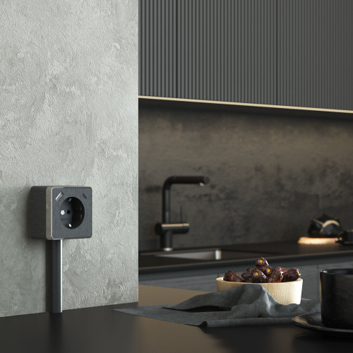 Розетка с заземлением, шторками и USB тип A+C Gallant графит рифленый W5071704 фото 2