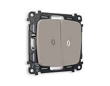 Комплект механизма 2-кл выключателя AMBRELLA VOLT с подсветкой 5600K OMEGA Серо-бежевый матовый QUANT (OP3640, VM115, G14W) MO364015
