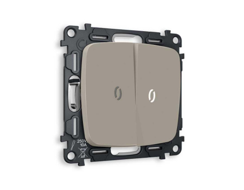 Комплект механизма 2-кл проходного выключателя AMBRELLA VOLT с подсветкой 5600K OMEGA Серо-бежевый матовый QUANT (OP3640, VM120, G25W) MO364035 Комплект механизма 2-кл проходного выключателя AMBRELLA VOLT с подсветкой 5600K OMEGA Серо-бежевый матовый QUANT (OP3640, VM120, G25W) MO364035