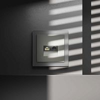 Розетка телевизионная встраиваемая S70 TV+RJ45 кат. 6, (сталь) Voltum VLS060705