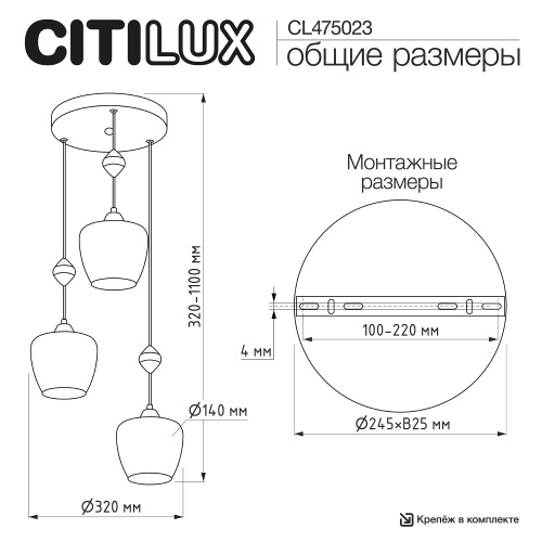 Citilux NORT CL475023 Подвесной светильник фото 5