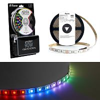 Светодиодная LED лента Feron LS606, 60SMD(5050)/m 14.4W/m 12V 5m RGB c адаптером с вилкой, контроллером с пультом в комплекте