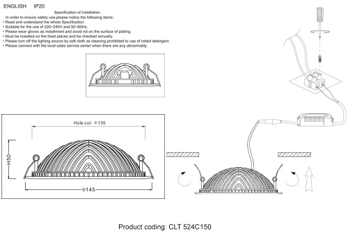 Светильник встраиваемый Crystal Lux CLT 524C150 WH фото 2