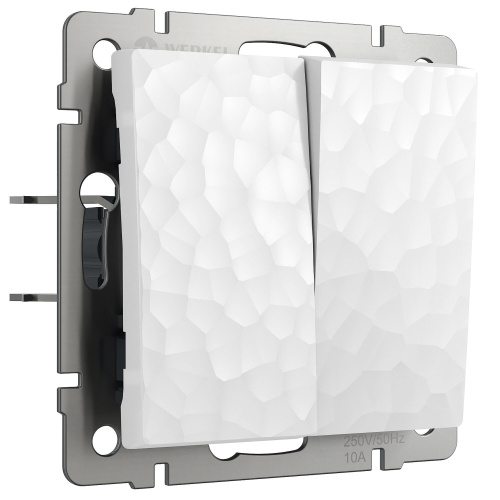 Выключатель двухклавишный (Hammer белый) W1220001 Выключатель двухклавишный (Hammer белый) W1220001