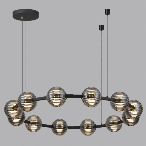 5041/120L L-VISION ODL24 533 черн./золото/дымчатый/металл/стеко Люстра LED 120W 4000К 9364Лм TRONI фото 4