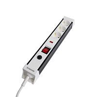 Сетевой фильтр 3-местный с/з STEKKER 3x1мм2, 1,8 м, 250В, 16А, серия Techno, HM22-31-02, белый