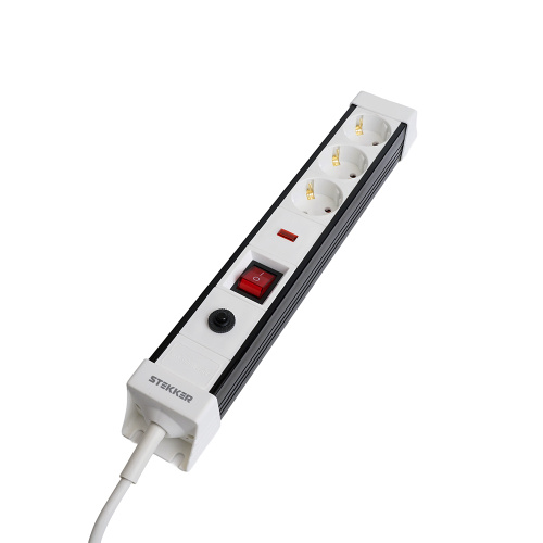Сетевой фильтр 3-местный с/з STEKKER 3x1мм2, 5 м, 250В, 16А, серия Techno, HM22-31-05, белый