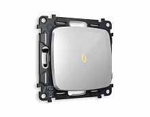 Комплект механизма 1-кл проходного выключателя AMBRELLA VOLT с подсветкой 3200K OMEGA Серебро глянец QUANT (OP4020, VM105, G22Y) MO402030