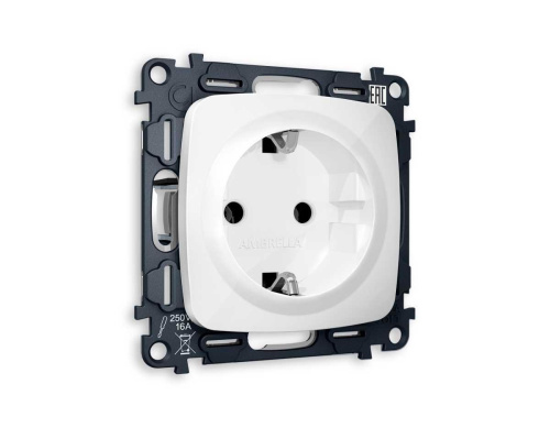 Комплект механизма электрической розетки Ambrella Volt OMEGA Белый глянец с заземлением на винтовых зажимах QUANT (OP1060, VM141) MO106010 Комплект механизма электрической розетки Ambrella Volt OMEGA Белый глянец с заземлением на винтовых зажимах QUANT (OP1060, VM141) MO106010