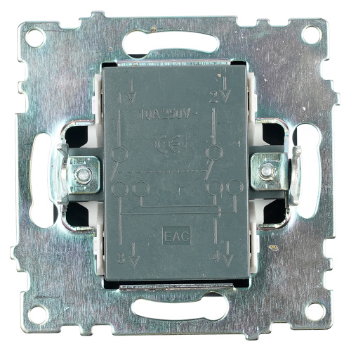 Переключатель перекрестный 1-клавишный (механизм), STEKKER GLS10-7110-05, 250V, 10А, серия Катрин, черный фото 3