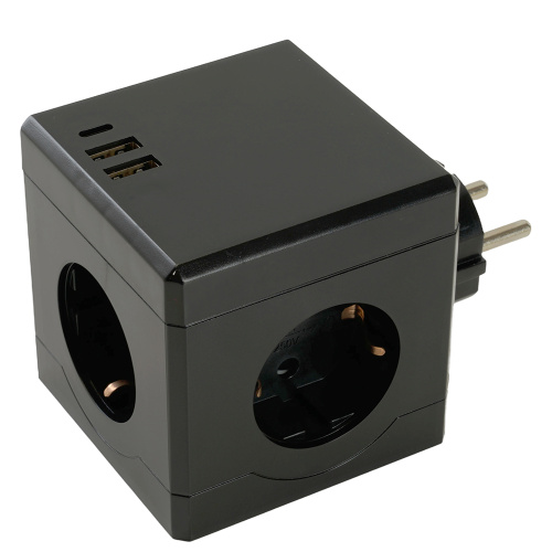 Разветвитель сетевой 3-местный с/з STEKKER ADP16-33-22, 250V, 16A, ABS пластик, черный фото 6