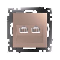 Розетка компьютерная 2-местная RJ-45 (механизм) STEKKER GLS00-7109-02, серия Катрин, шампань