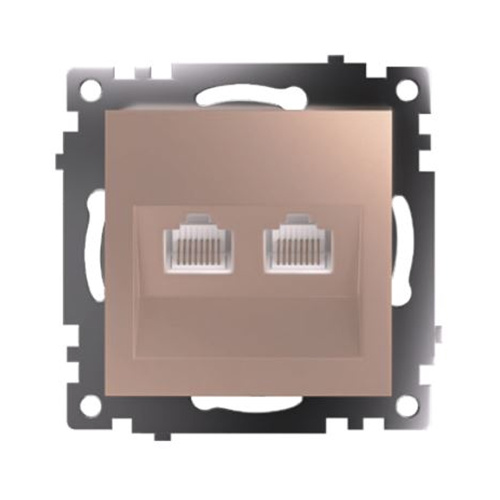 Розетка компьютерная 2-местная RJ-45 (механизм) STEKKER GLS00-7109-02, серия Катрин, шампань