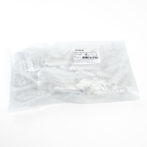 Дюбель-хомут для плоского кабеля (5-10мм), STEKKER DCL01-05-10, полипропилен, белый (100шт.) фото 3